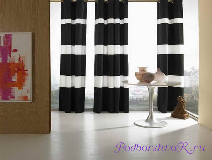 Черно-белые шторы в интерьере комнат: советы дизайнеров