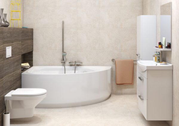 Дизайн ванной комнаты с угловой ванной – секреты организации пространства