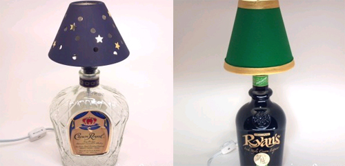 Ночная лампа из бутылки из-под виски или ликера 