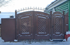 Ворота с железными элементами ковки — фото
