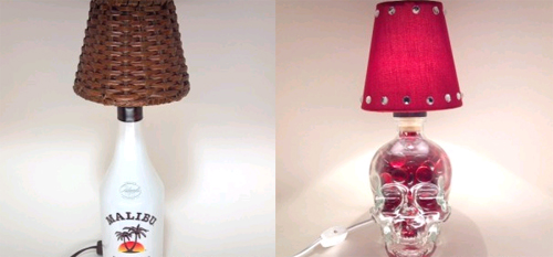 Ночная лампа из бутылки из-под виски или ликера 
