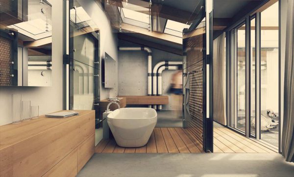 Ванна в стиле лофт – современный городской шик минимализма