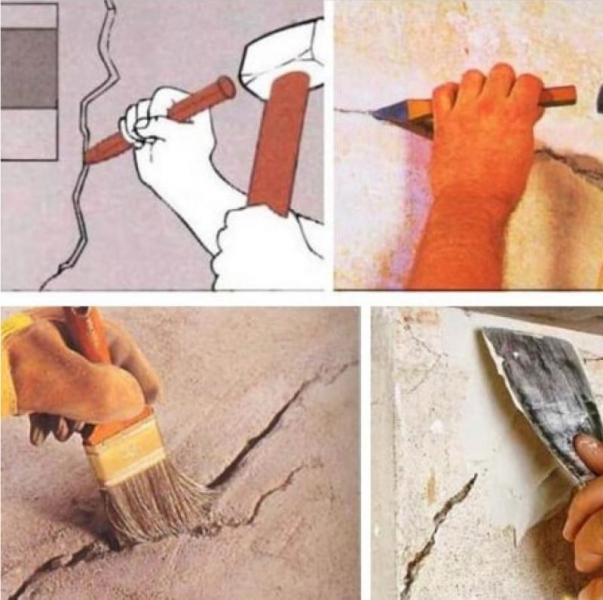 Как выполнить заделку трещин в стенах