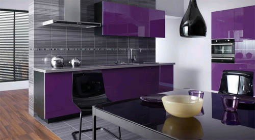 Интерьер кухни фиолетового цвета: все решает оттенок, фактура и свет 